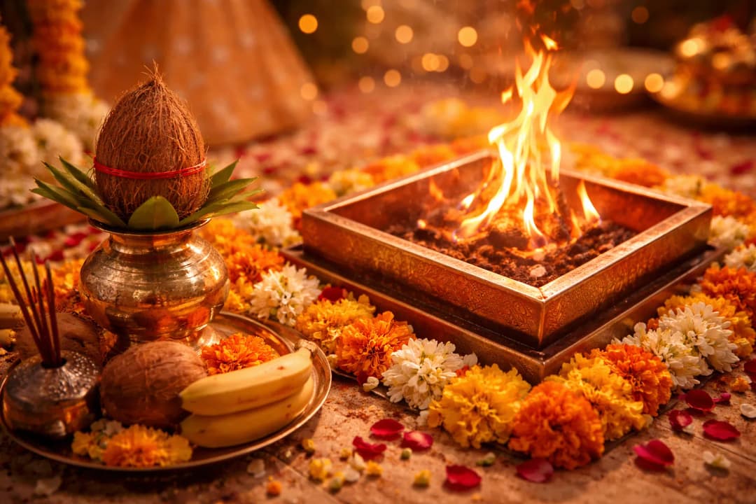 Sacred Hindu Wedding Ceremony with Holy Fire